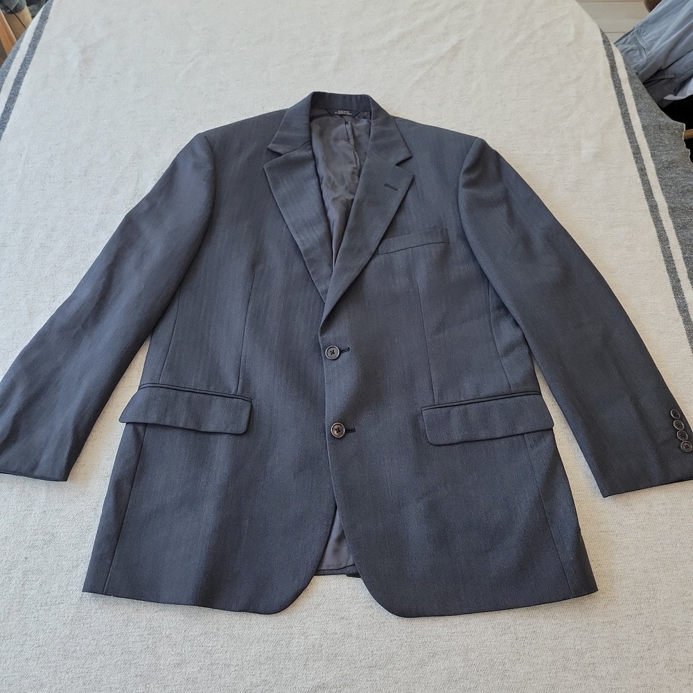 Brooks Brothers Jacket Mens 42R Saxxon Wool Madison Gray Herringbone Made in USA
